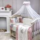 Lenjerie Patut Bebe Copii 8 piese DeLux Roz